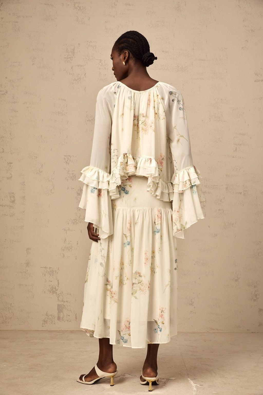 April Blouse & Dress – Floral Print – Ruffled & Pleated Detailing – Loose Fit & Slip - on Style