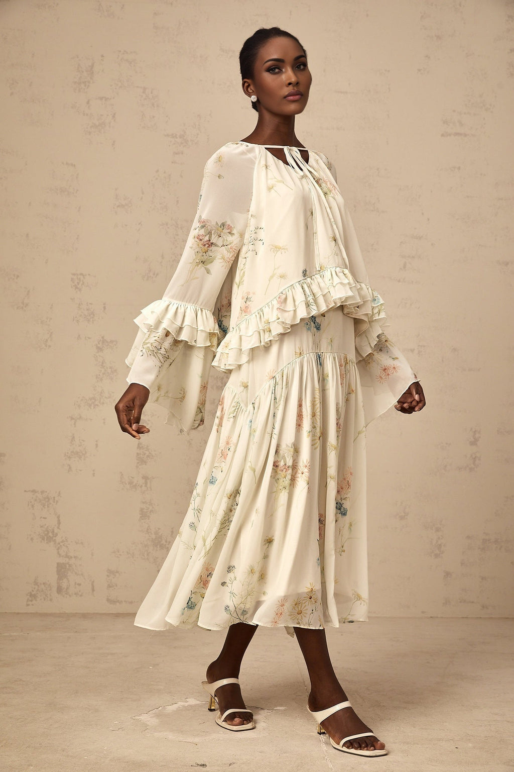 April Blouse & Dress – Floral Print – Ruffled & Pleated Detailing – Loose Fit & Slip - on Style
