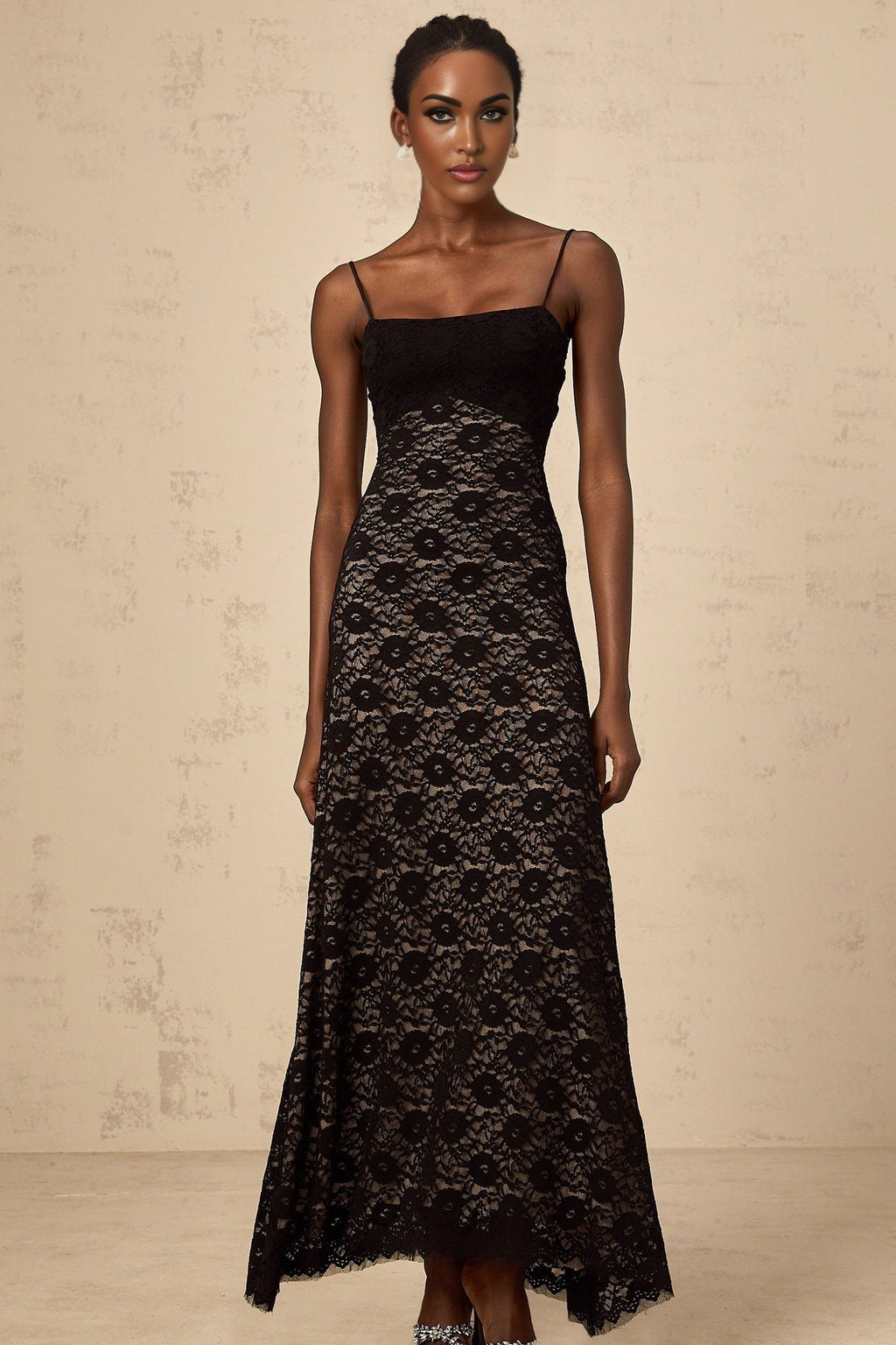 April Floral Maxi Dress - Sleeveless Square - Neck - Open - Back with Rear Tie - Cinched Waist Details