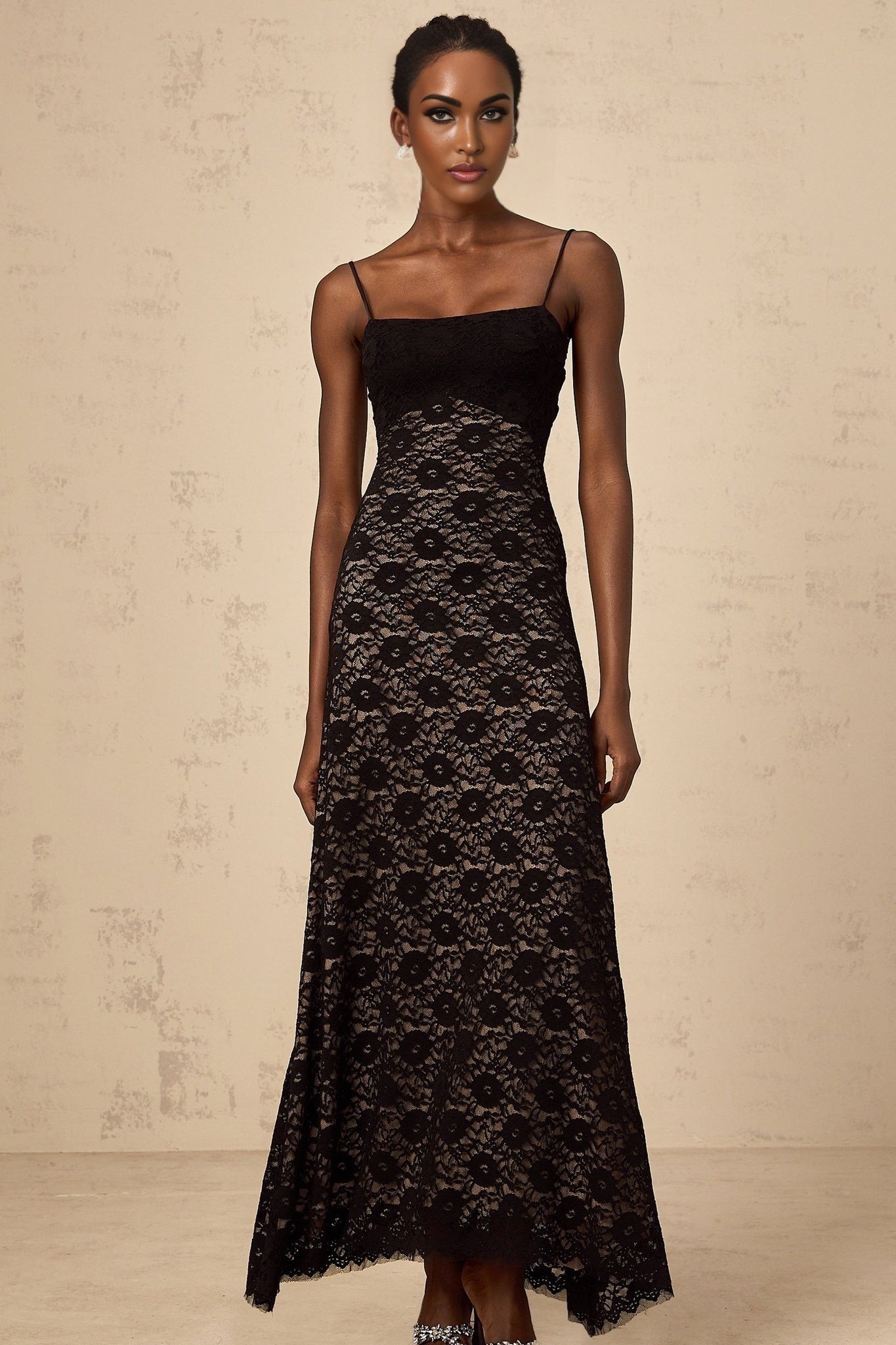 April Floral Maxi Dress - Sleeveless Square - Neck - Open - Back with Rear Tie - Cinched Waist Details
