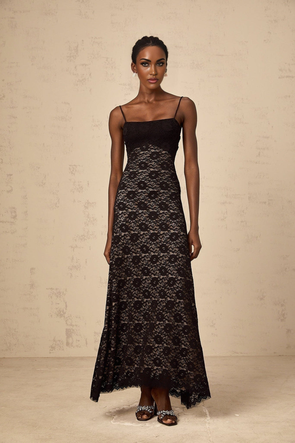 April Floral Maxi Dress - Sleeveless Square - Neck - Open - Back with Rear Tie - Cinched Waist Details