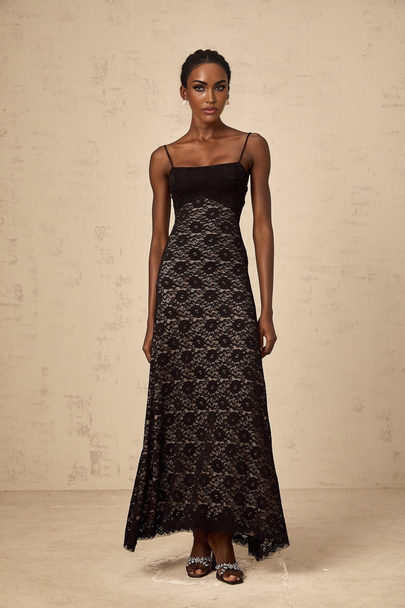 April Floral Maxi Dress - Sleeveless Square - Neck - Open - Back with Rear Tie - Cinched Waist Details