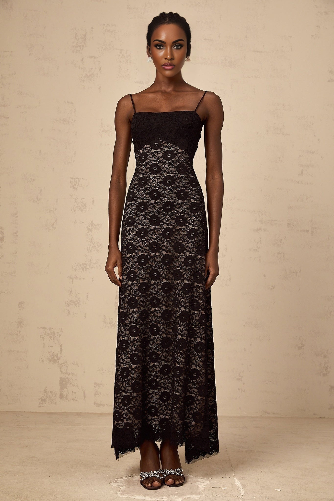 April Floral Maxi Dress - Sleeveless Square - Neck - Open - Back with Rear Tie - Cinched Waist Details