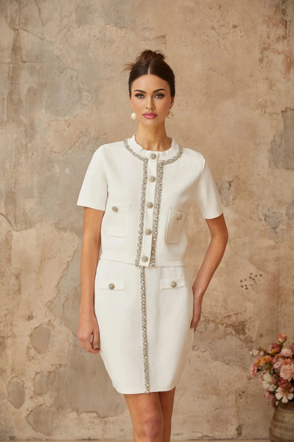 April Top & Skirt Set & Crystal Knit