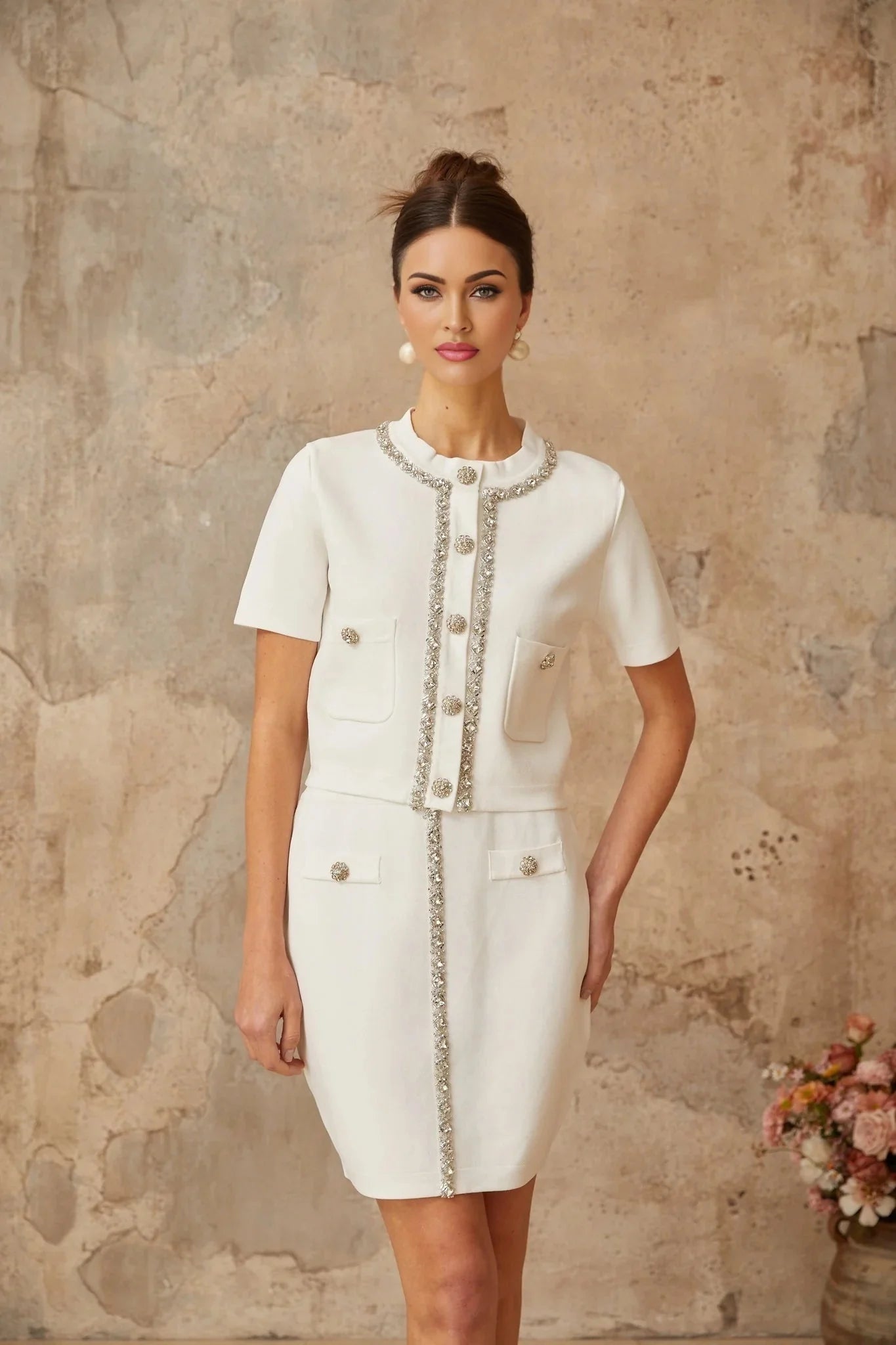 April Top & Skirt Set & Crystal Knit