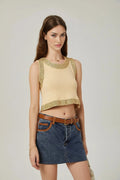 April Vest Top - U - neckline - Sleeveless - Sequined Embellishment