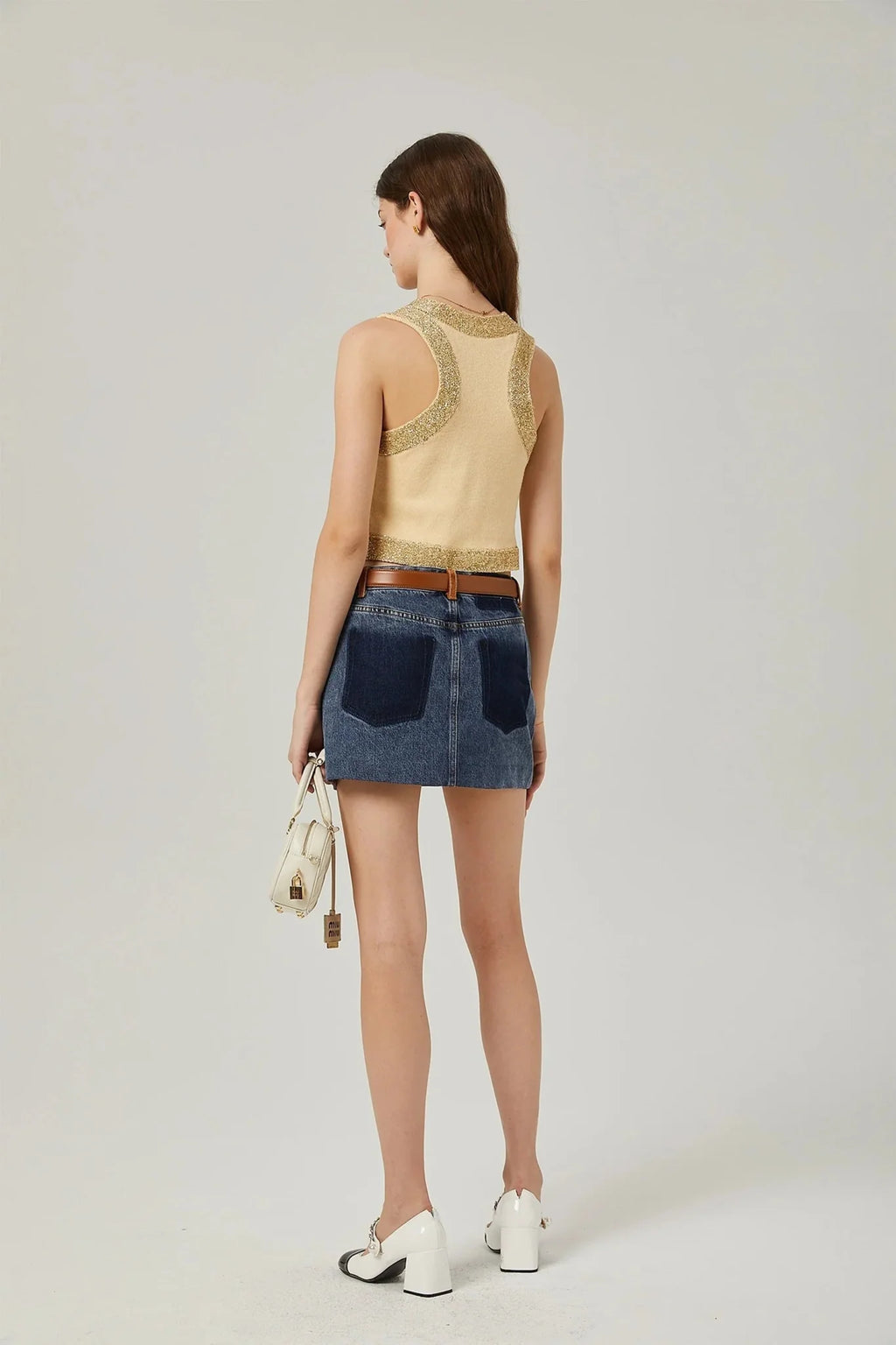 April Vest Top - U - neckline - Sleeveless - Sequined Embellishment