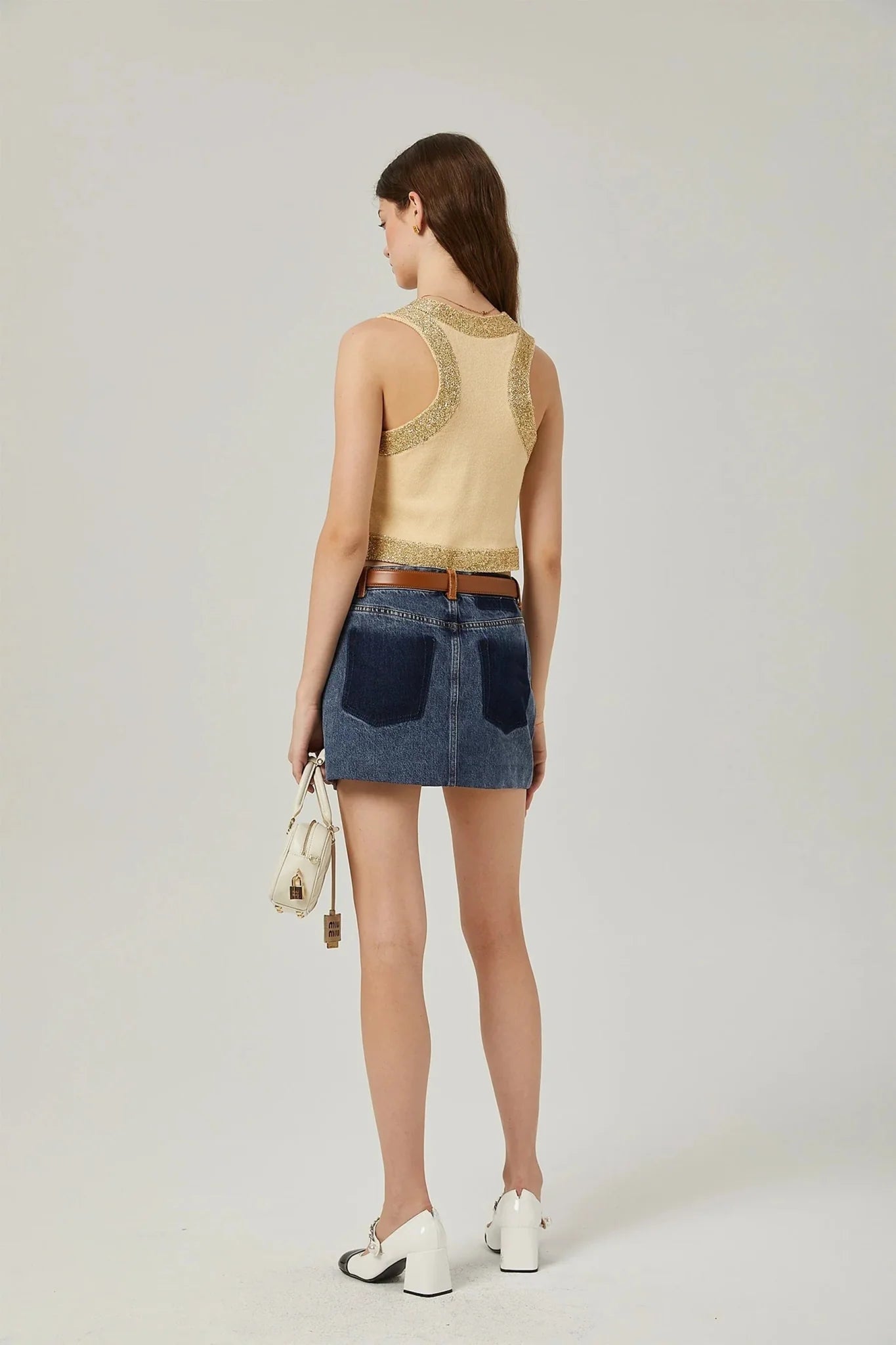 April Vest Top - U - neckline - Sleeveless - Sequined Embellishment
