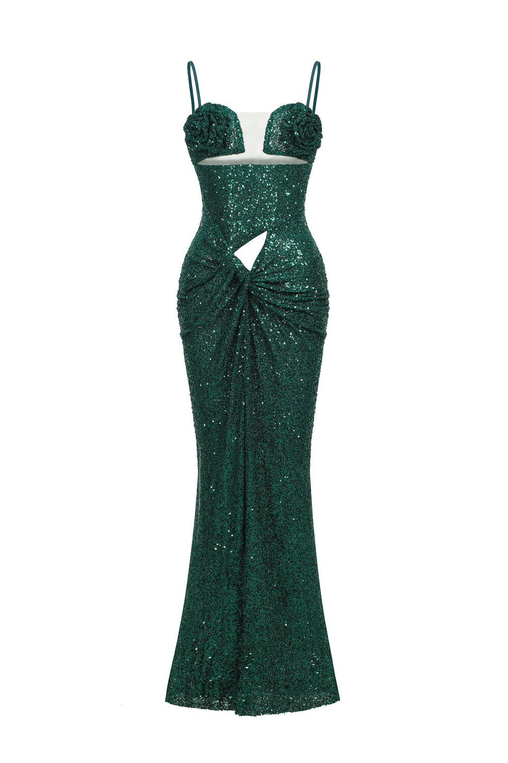 Ariella Green Cut Out Flower Maxi Dress