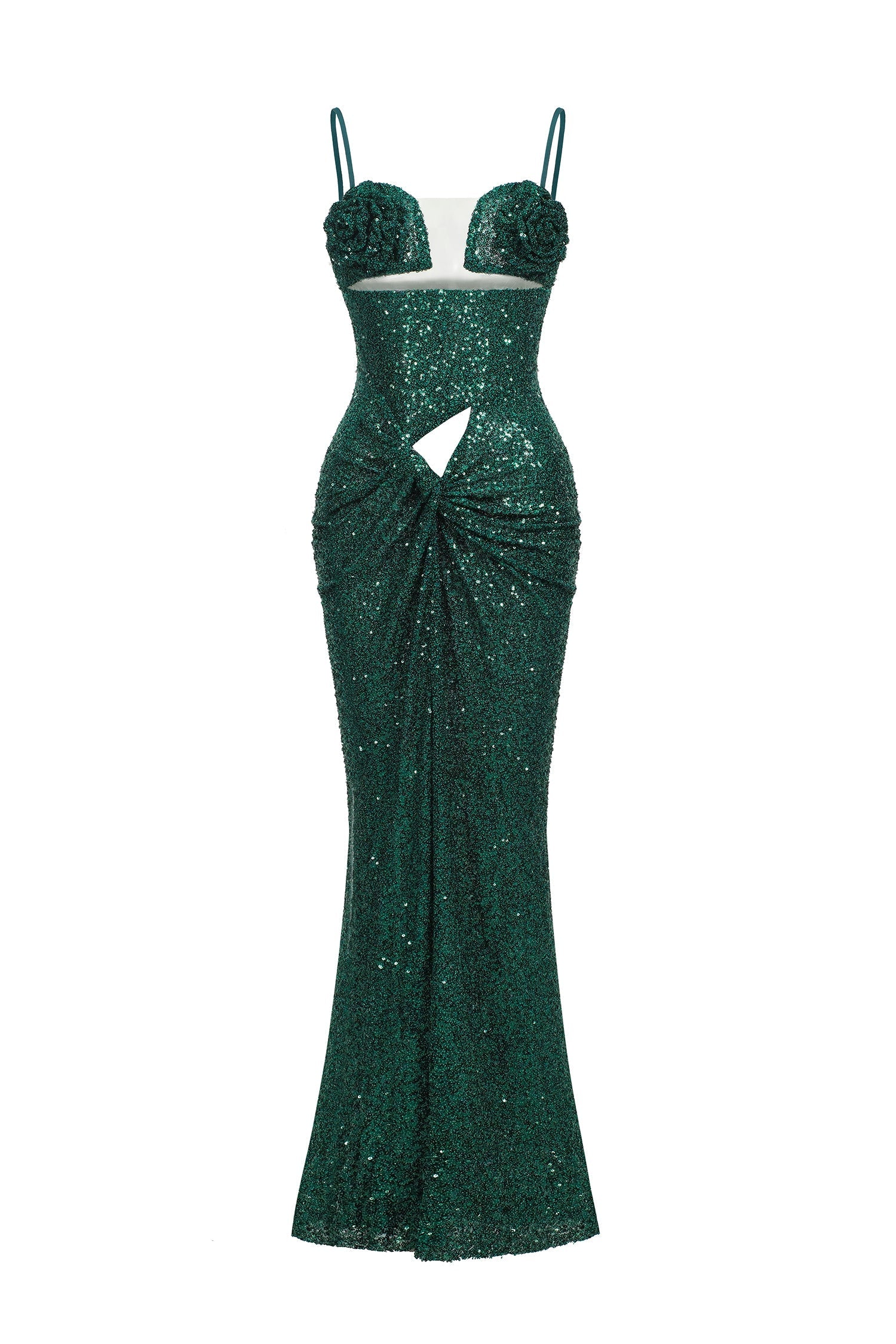 Ariella Green Cut Out Flower Maxi Dress