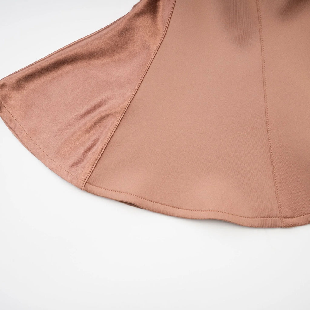 Armanda Off the Shoulder - Bustier Style - Waist Tightened - Satin Finish - Flared Hem - Midi Dress