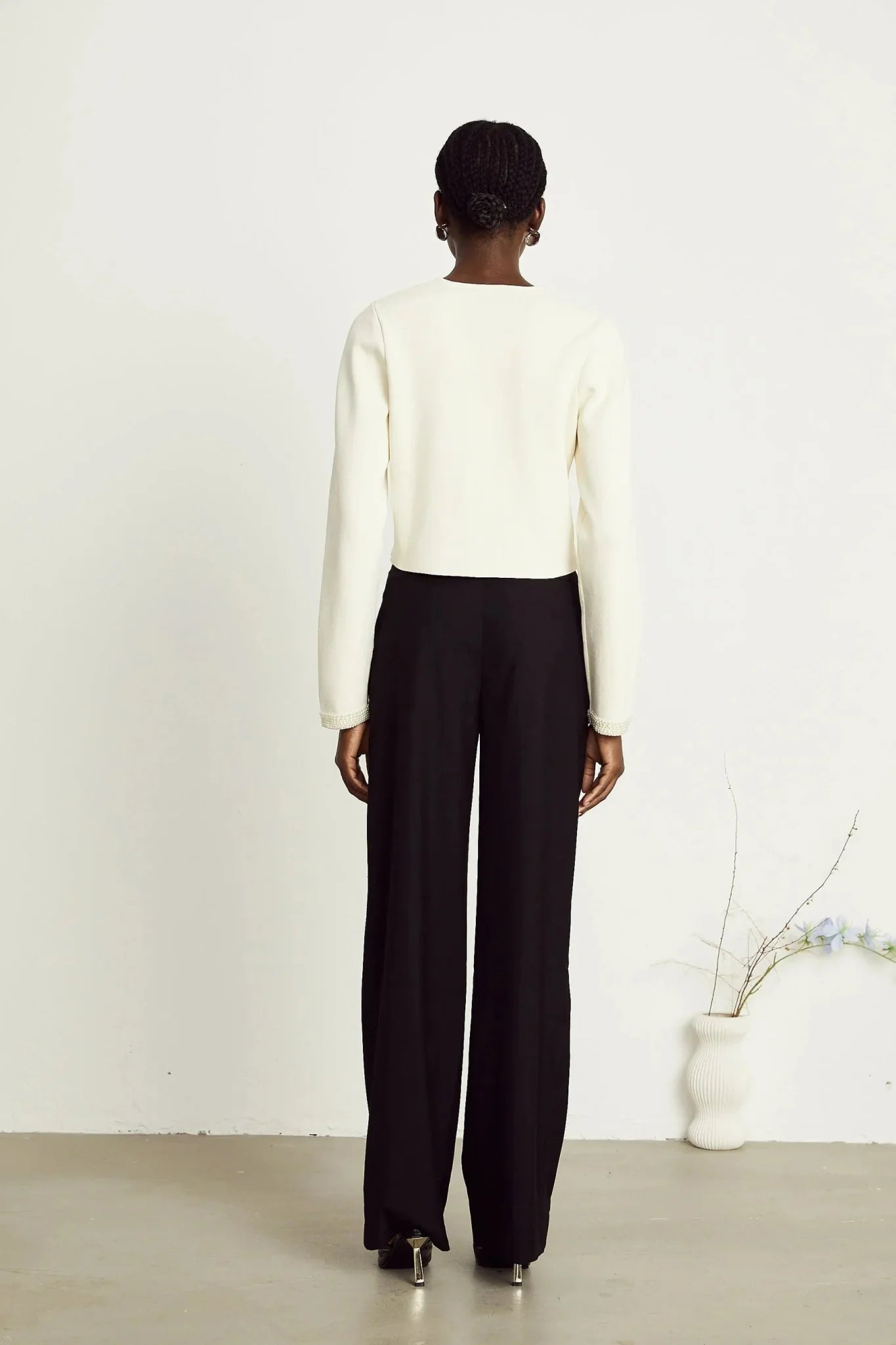 Artemide Cardigan - Faux - Pearl Embellishment - Front Button Fastening - Patch Pockets - Cropped