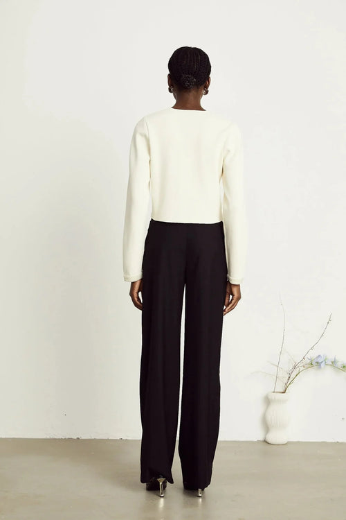 Artemide Cardigan - Faux - Pearl Embellishment - Front Button Fastening - Patch Pockets - Cropped