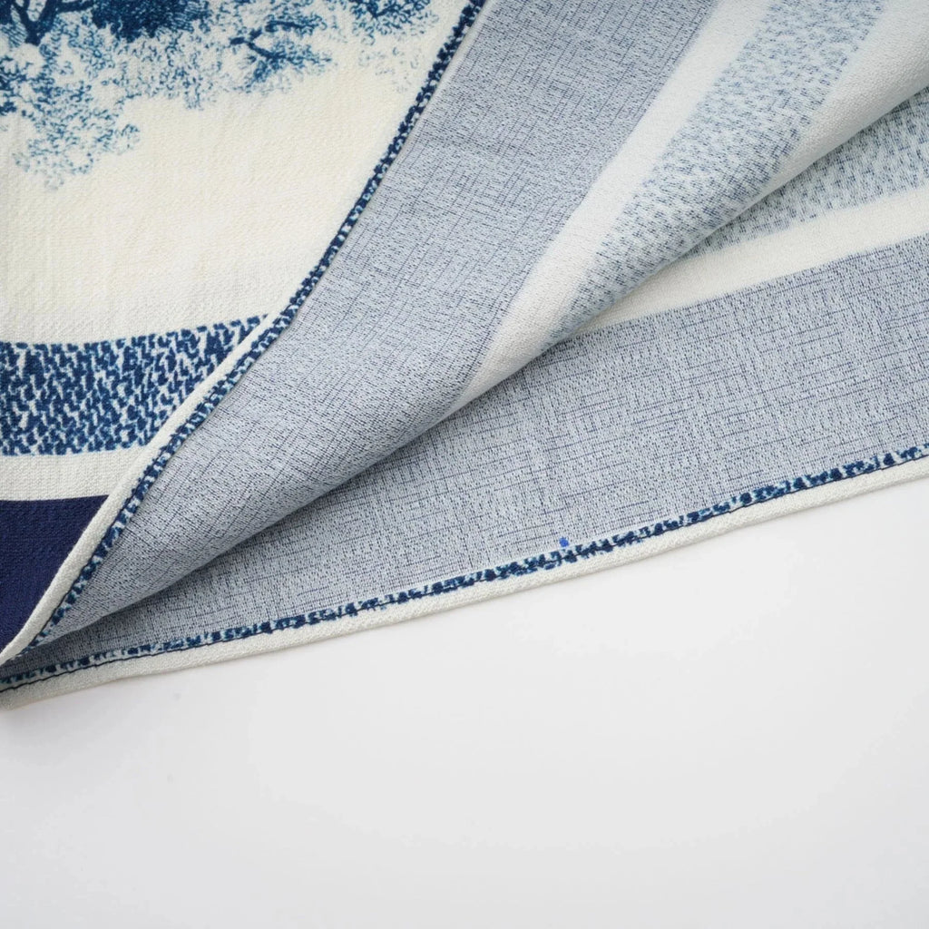 Artemide Midi Dress Blue & White Graphic Print Tie - Waist Pleats