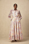 Artemide Shirt & Skirt - Semi - Sheer Construction - Pattern - Long Cuff Sleeves - Side Slip Pocket