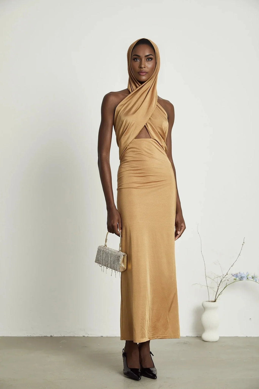 Artemisia Maxi Dress - Sleeveless Design - Classic Hood - Open Back - Unique Cut - Out Detailing