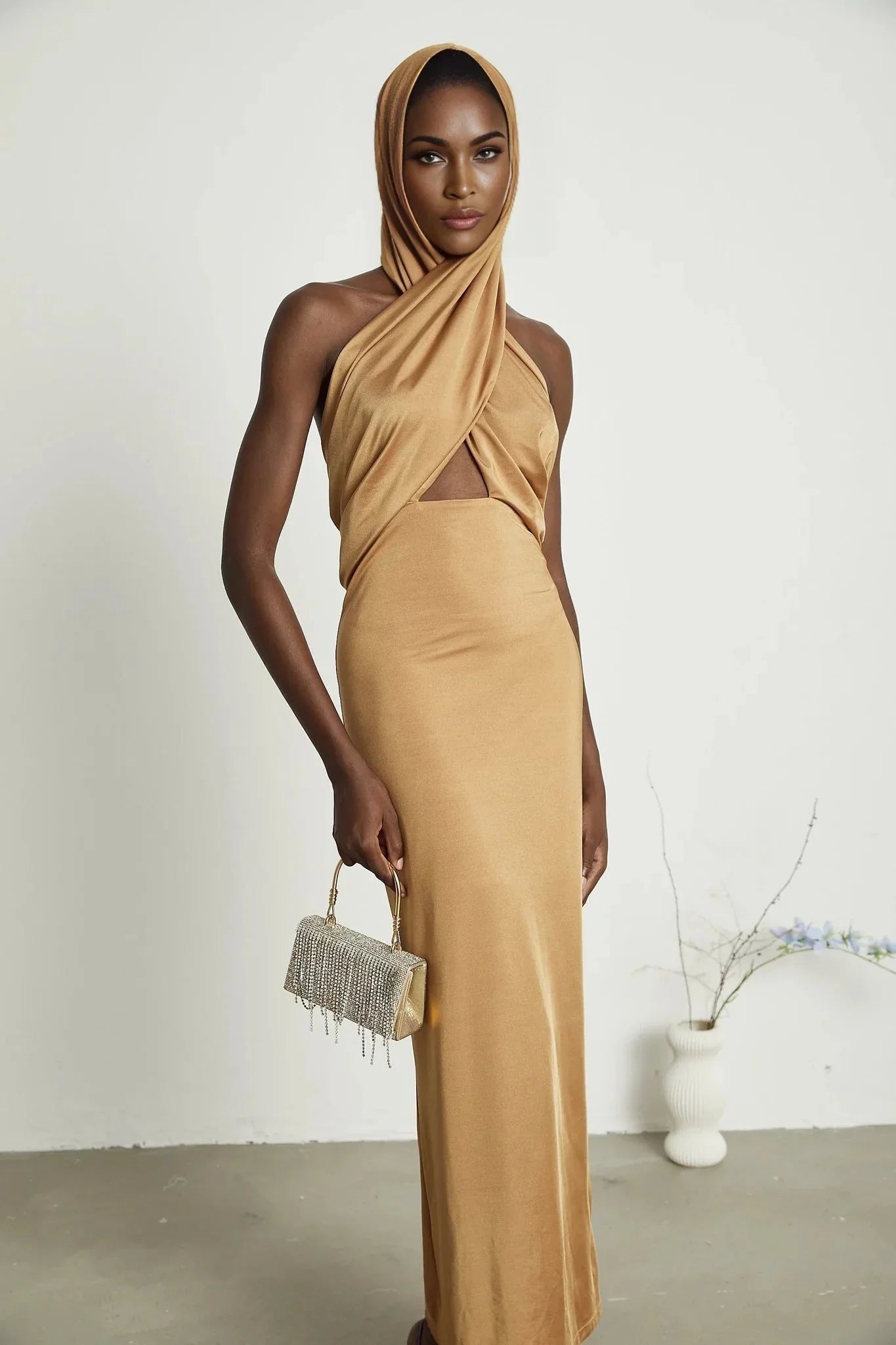 Artemisia Maxi Dress - Sleeveless Design - Classic Hood - Open Back - Unique Cut - Out Detailing