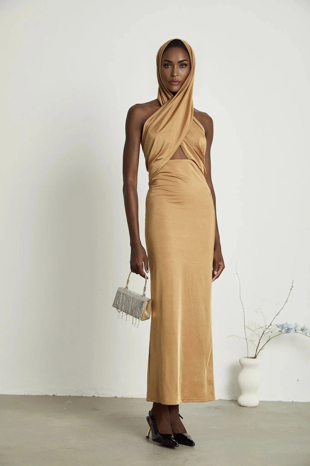 Artemisia Maxi Dress - Sleeveless Design - Classic Hood - Open Back - Unique Cut - Out Detailing