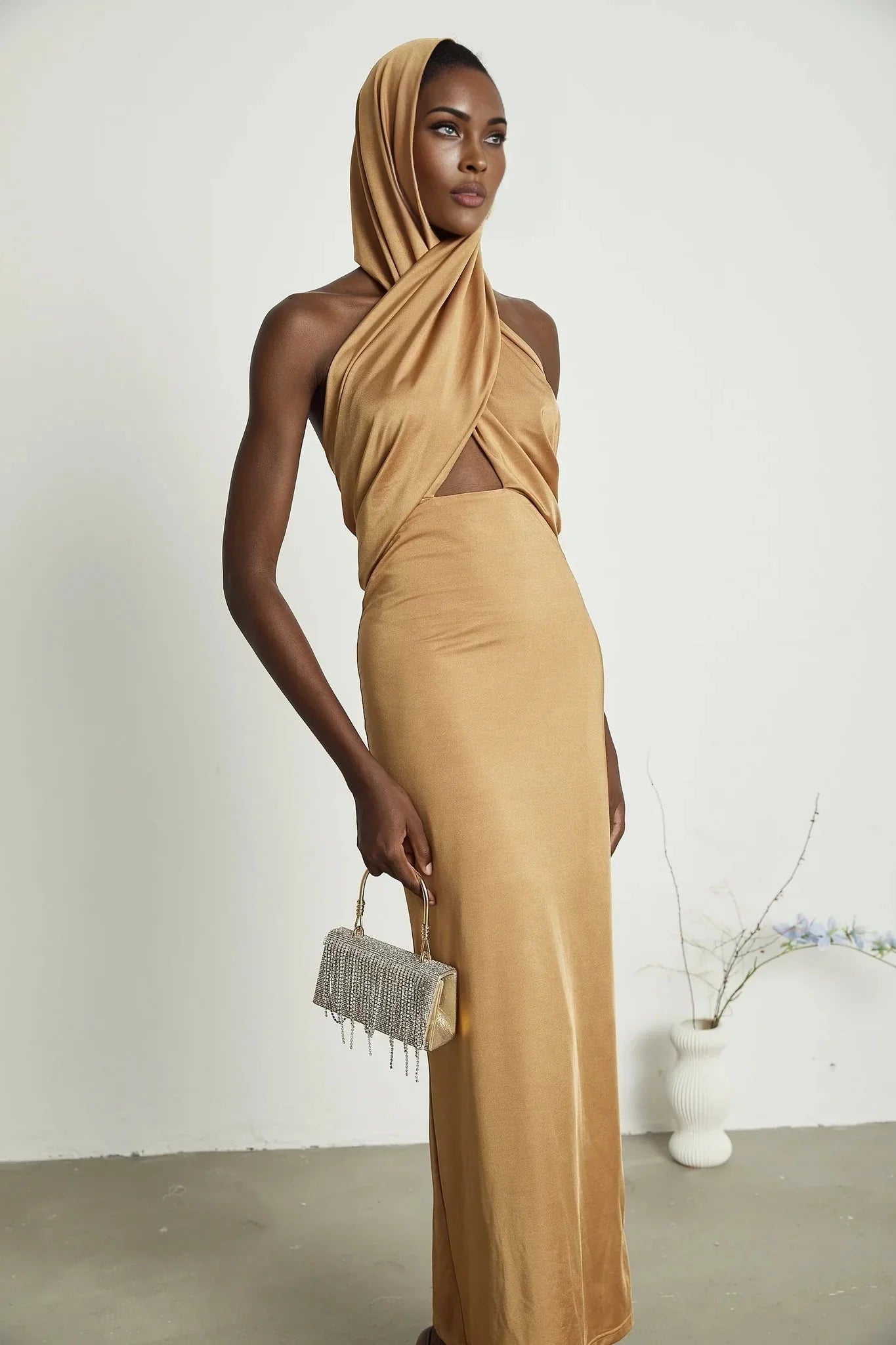 Artemisia Maxi Dress - Sleeveless Design - Classic Hood - Open Back - Unique Cut - Out Detailing