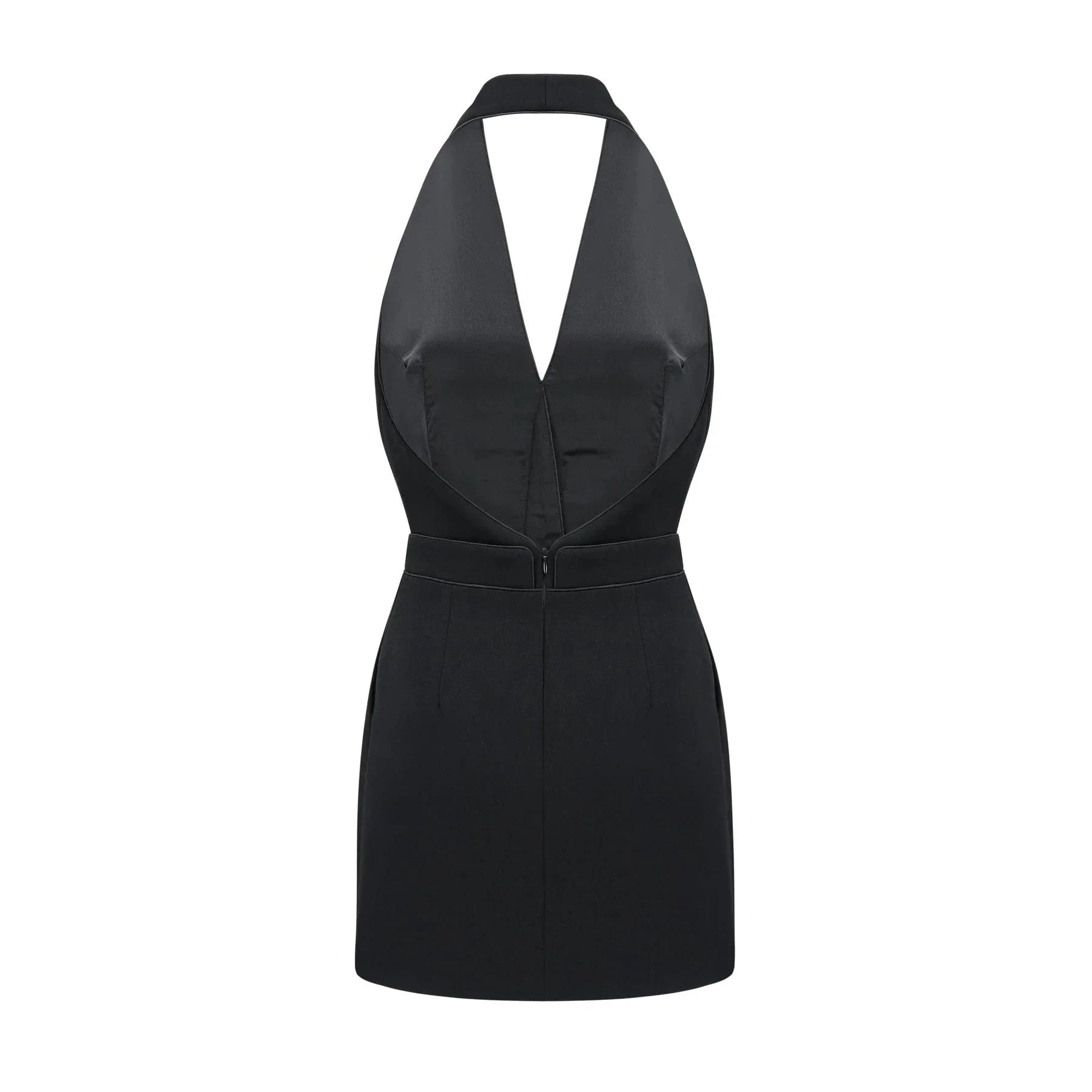 Aspen Halter Neck Mini Dress - Sleeveless - Front Button Detail - Rear Zip - Thigh Length