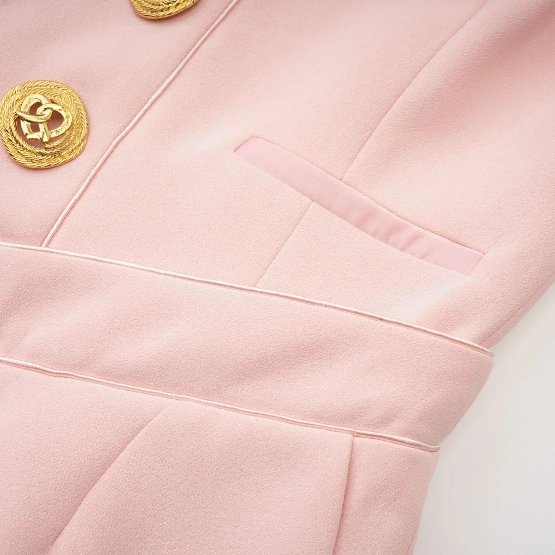 Aspen Pink Mini Dress - Sleeveless - Halter Neck - Front Golden Button Design - Rear Zip Fastening - Thigh Length