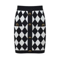 Aspen Skirt - Form - Fitting Pencil Silhouette - Bold Harlequin Pattern - Snug Tailored Fit - Comfortable Knitted Fabric