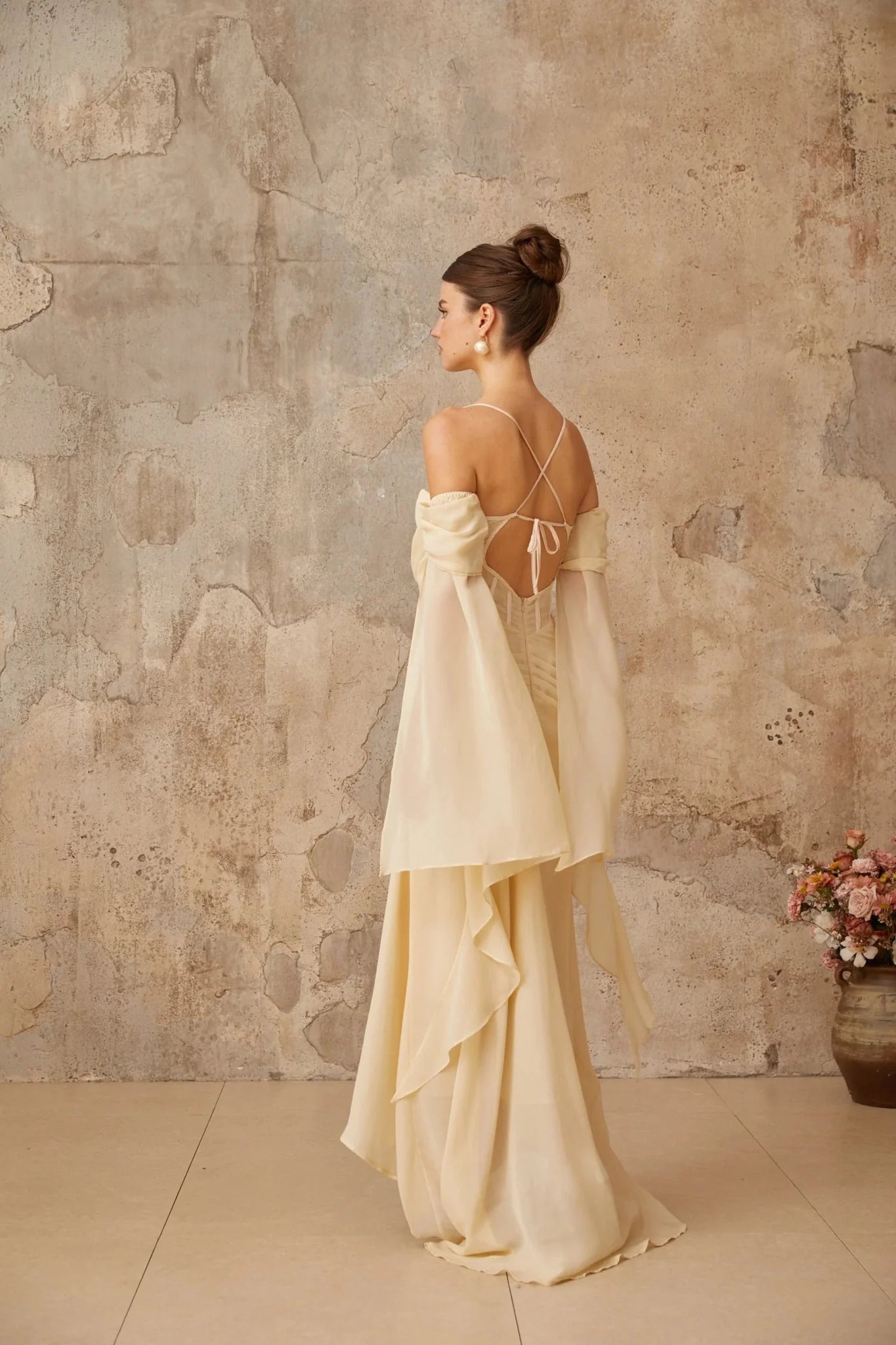 Assunta Maxi Dress Cold Shoulder Sweetheart Neckline & Ruched Detailing