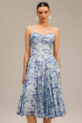 Assuntina Blue Floral Charm Halter Neck Flowing Silhouette Fit Feel Detailing Occasions Dress