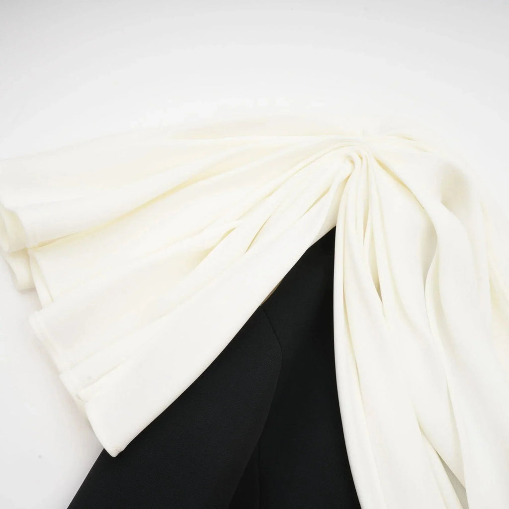 Assuntina Mini Dress - Sleeveless - Mono Shoulder - Asymmetric - Pleated