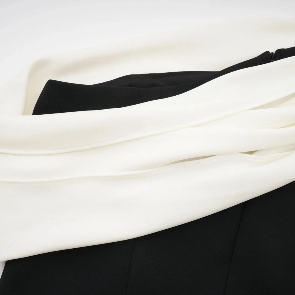 Assuntina Mini Dress - Sleeveless - Mono Shoulder - Asymmetric - Pleated