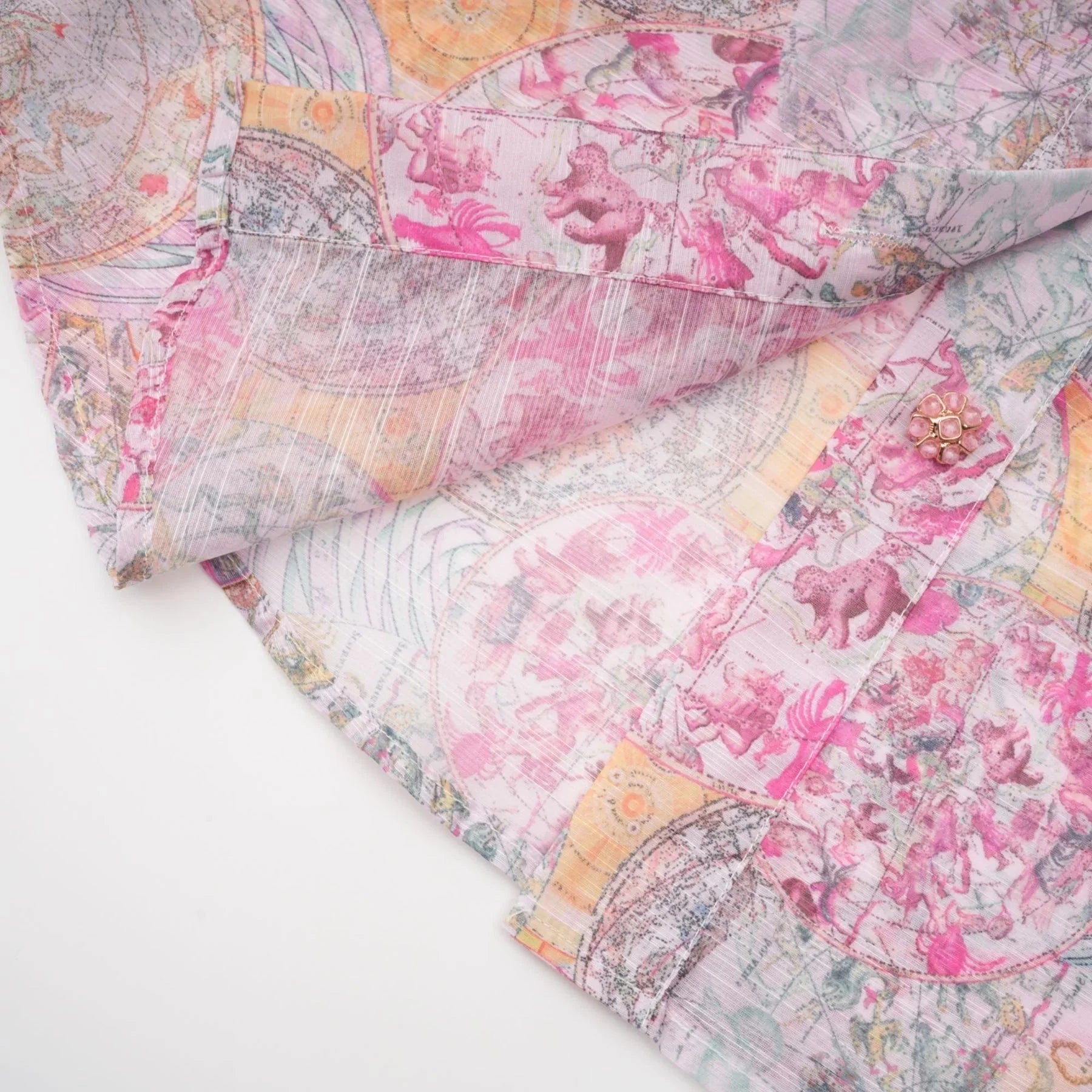 Assuntina Shirt & Skirt Set Pink Pattern - Print Calf Length