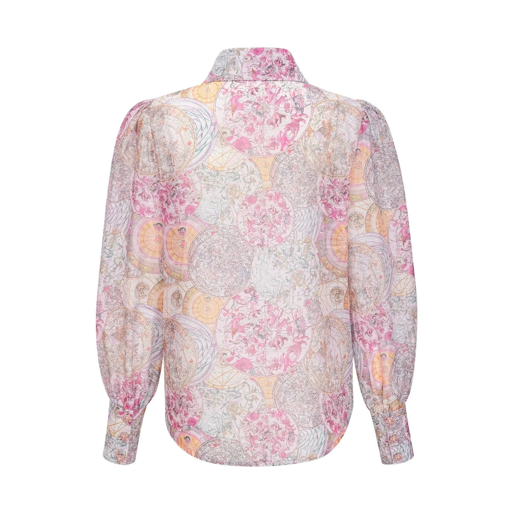 Assuntina Shirt & Skirt Set Pink Pattern - Print Calf Length