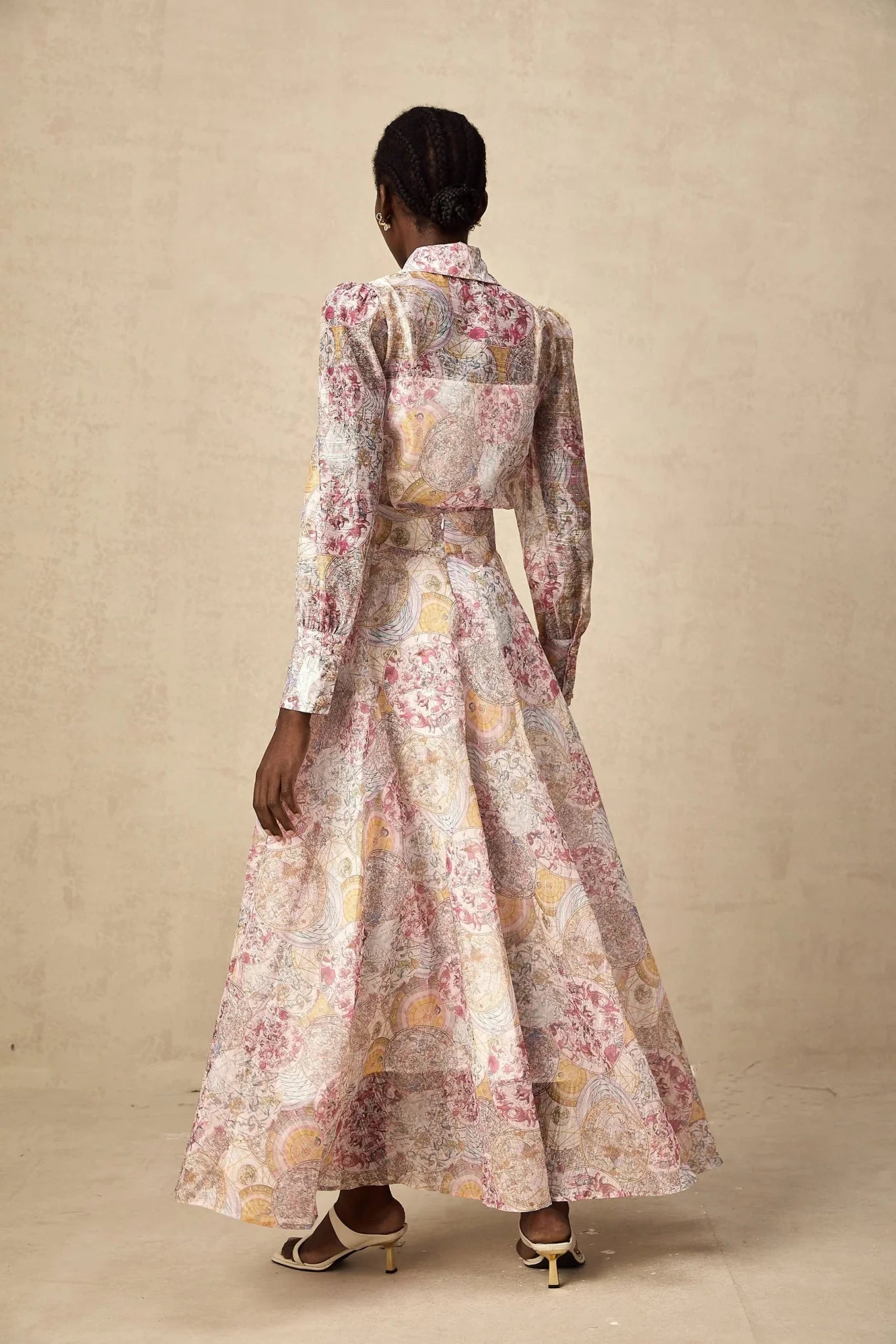 Assuntina Shirt & Skirt Set Pink Pattern - Print Calf Length