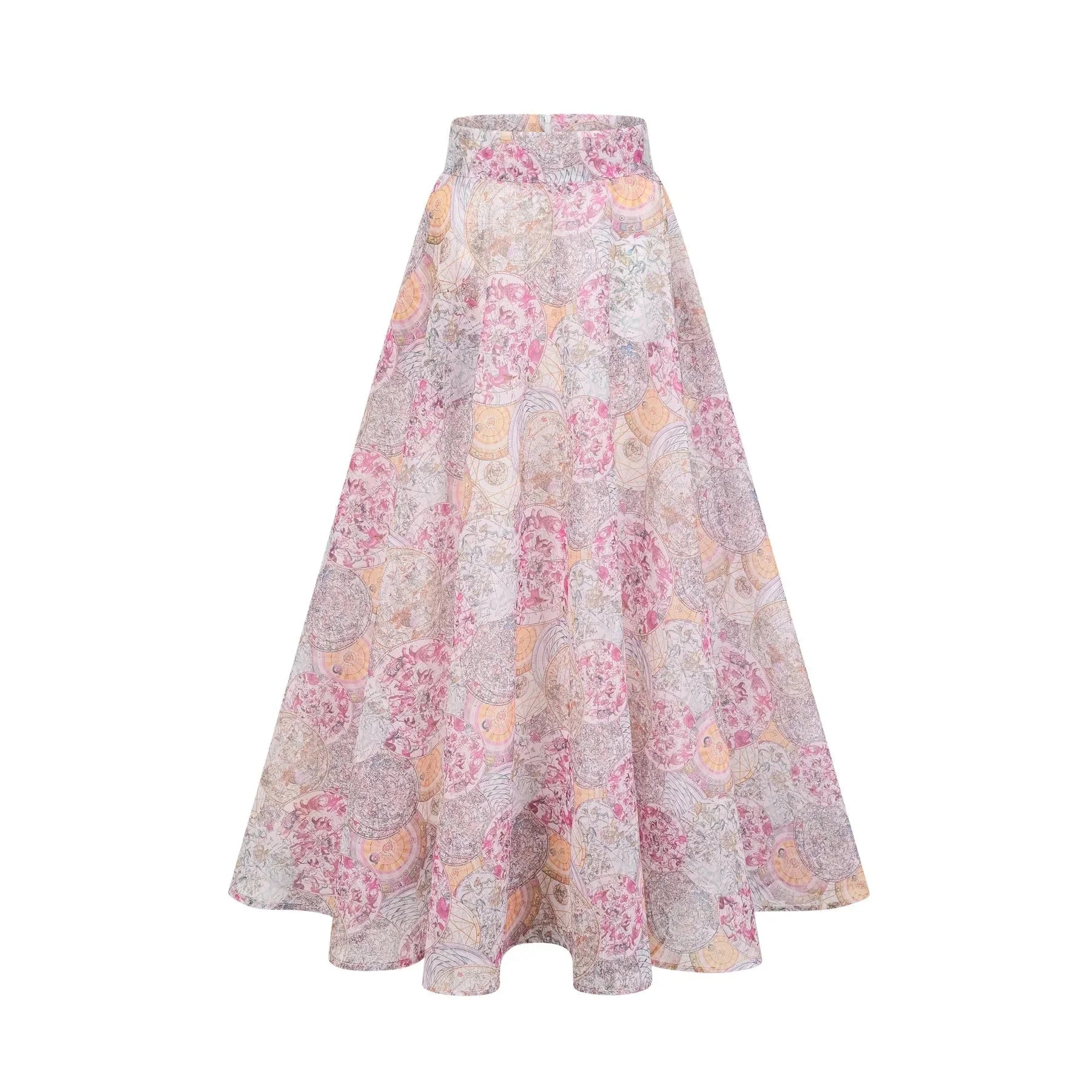 Assuntina Shirt & Skirt Set Pink Pattern - Print Calf Length