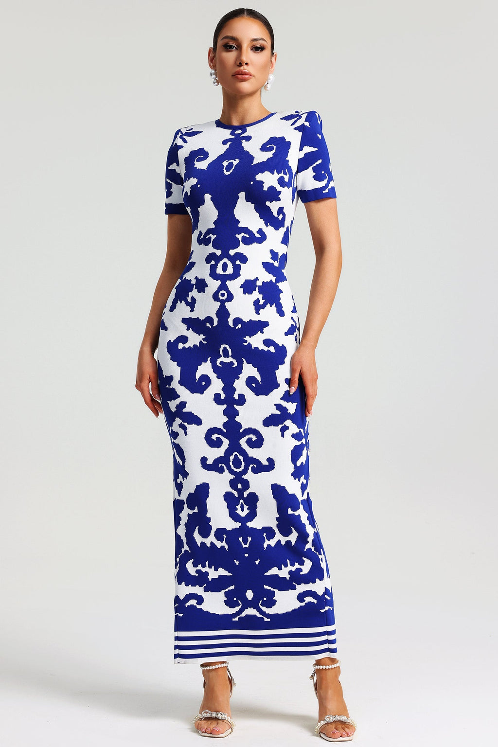 Aubrey Blue Jacquard Bandage Maxi Dress