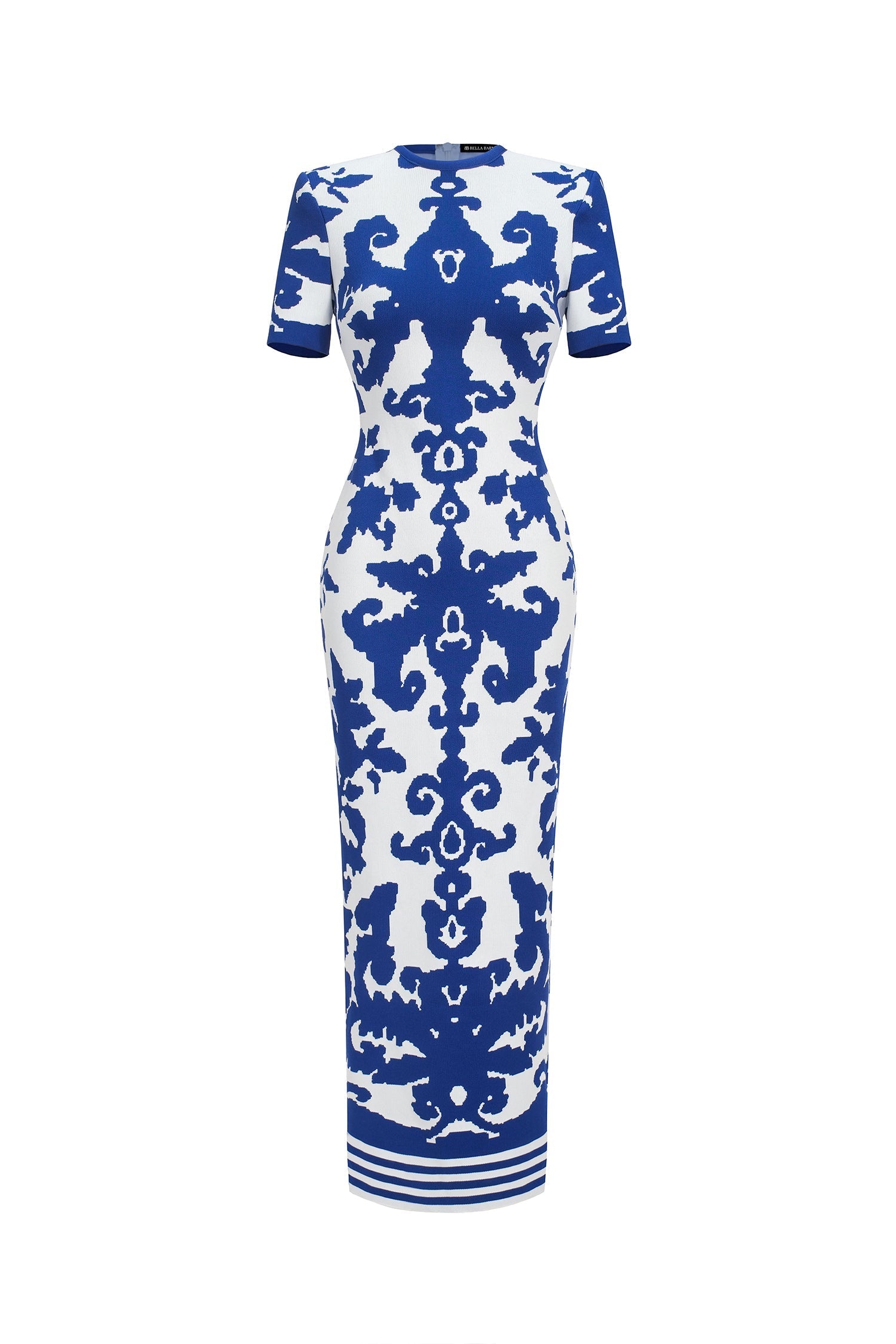 Aubrey Blue Jacquard Bandage Maxi Dress