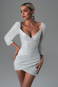 Aubrey Silver Sequin V-Neck Dress