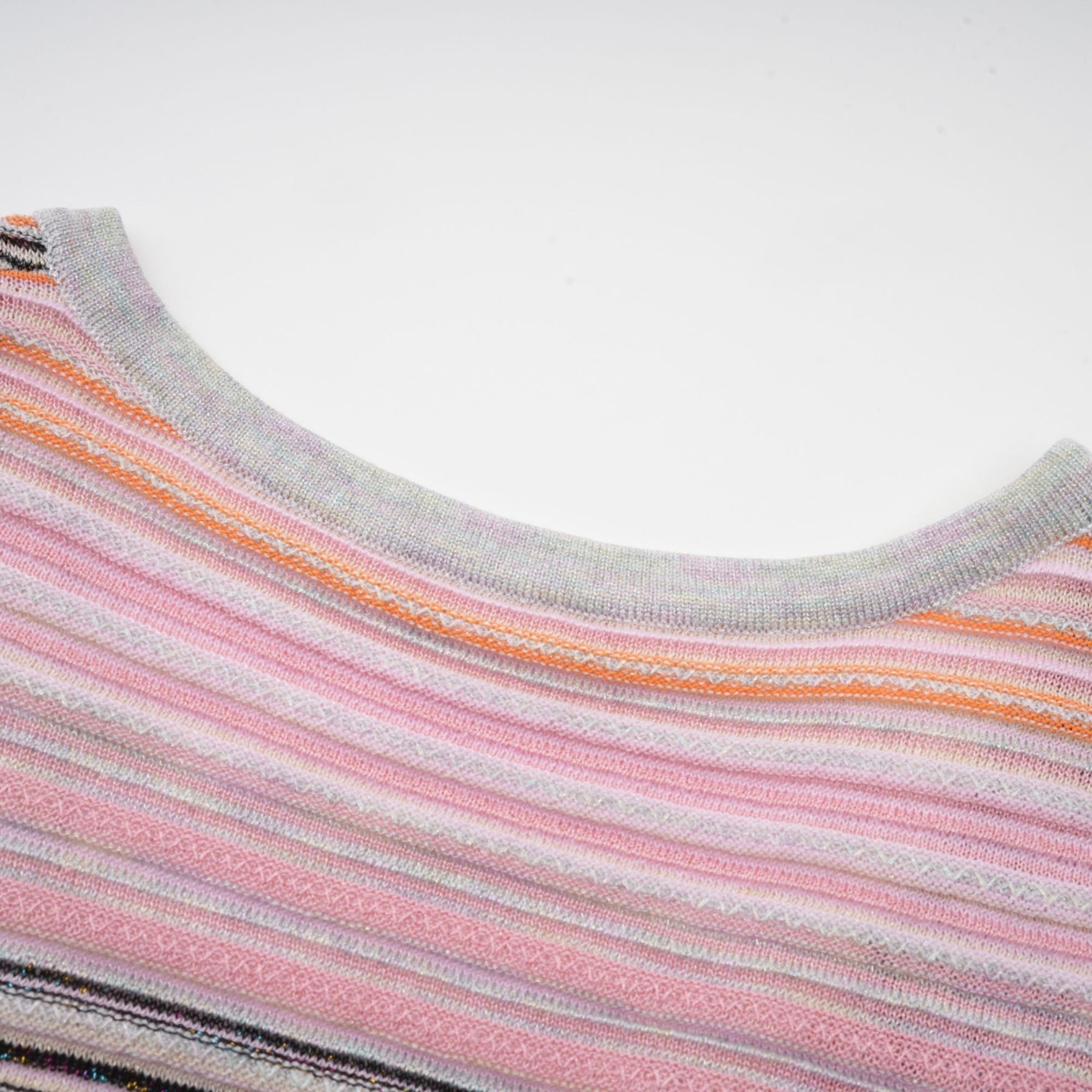 Augusta Midi Dress - V Neck - Metallic Threading - Vertical Stripes - Pleat Detailing - Elasticated Waistband