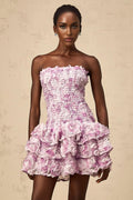 Augusta Mini Dress Purple 3D - Petal Tiered Tulle Off - Shoulder