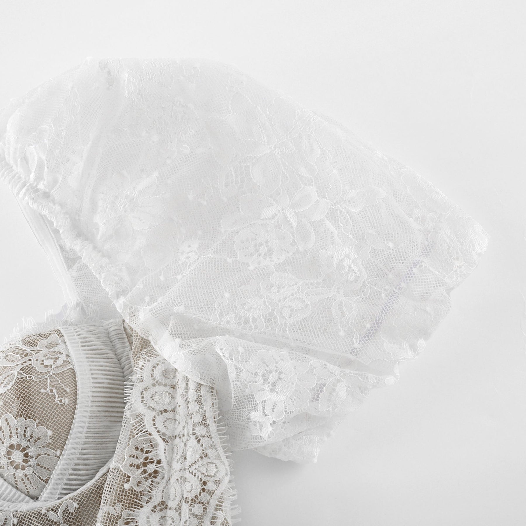 Aurélie Midi Dress - Puff Sleeves - Bustier Style - Lace Trim - Tiered Design - Back Zipper
