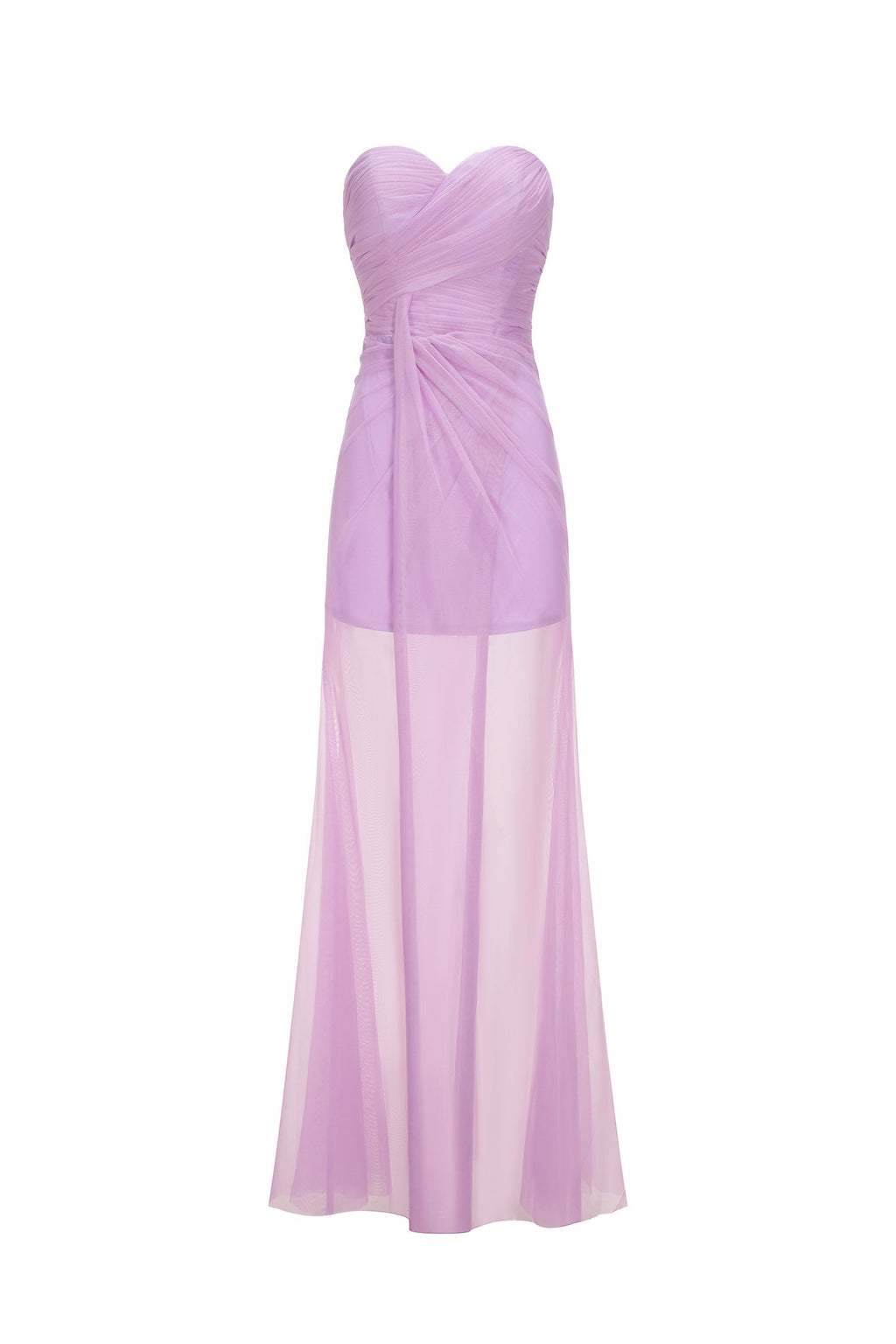 Aurora Purple Strapless Ruched Maxi Dress