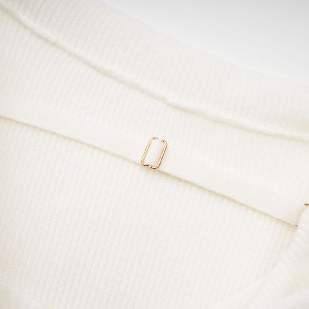 Ava Ribbed Knit Top - Twist Neckline - Long Sleeves