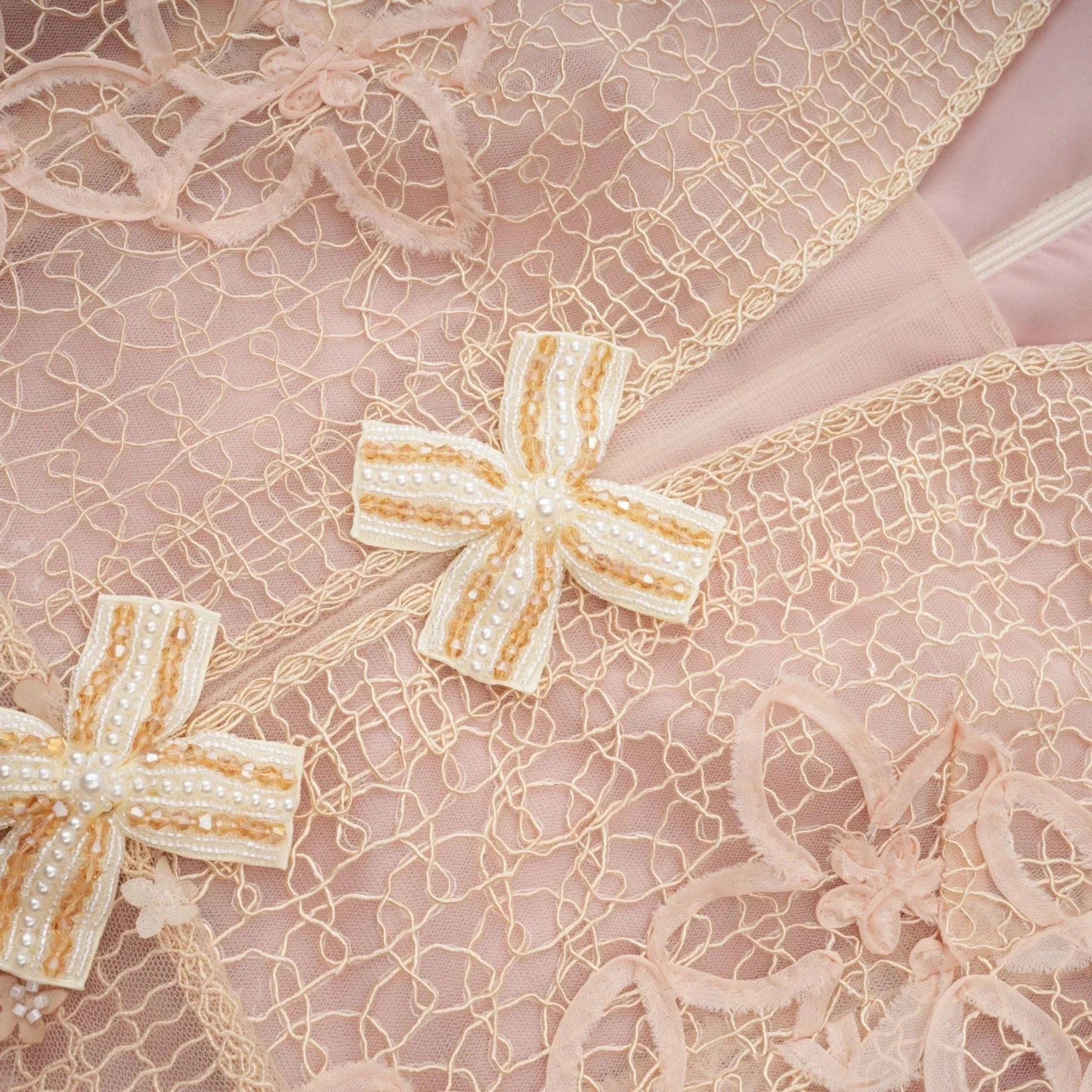 Avery Midi Dress Neutrals Crochet Faux - Flower & Bead