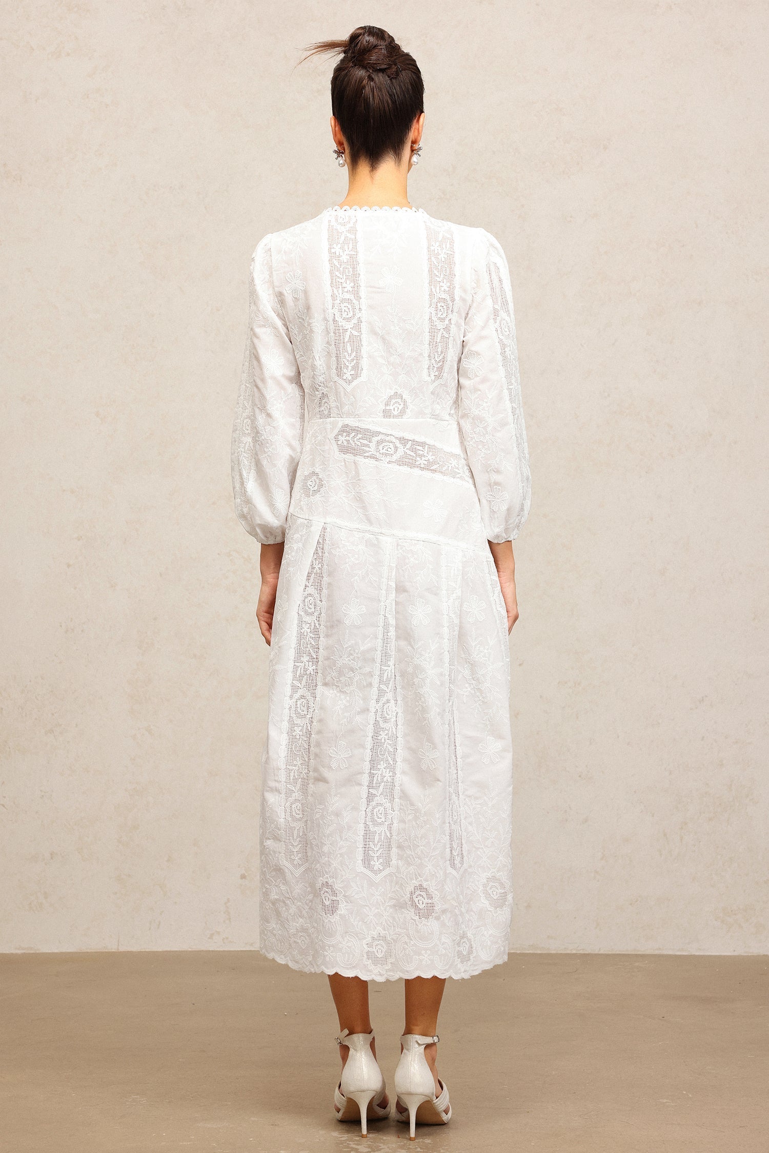 Bailey White Lace V-Neck Maxi Dress for Special Occasions