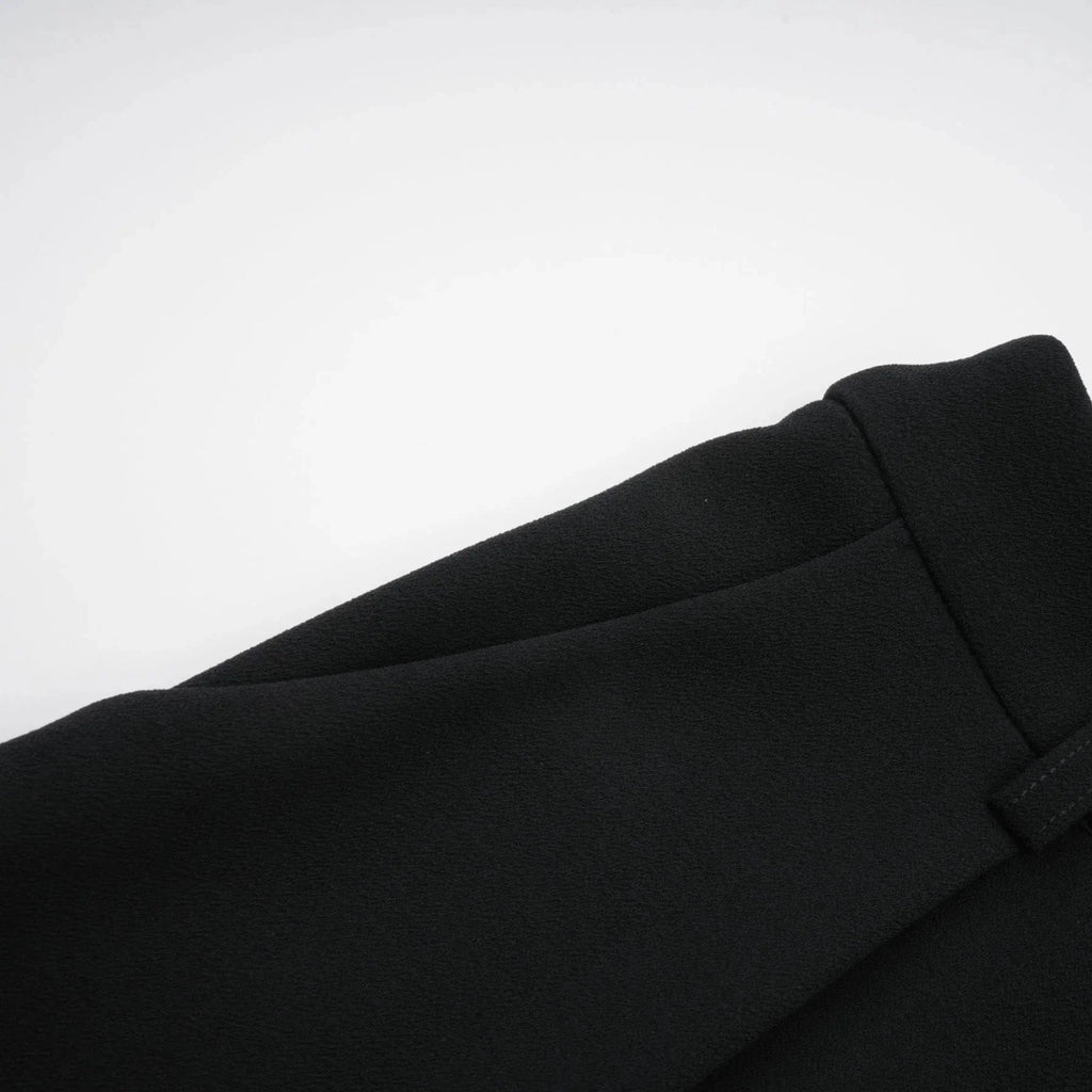 Barbara Jacket & Trousers - V Neck Pleated Ribbon Design Wide Legs Zip Front