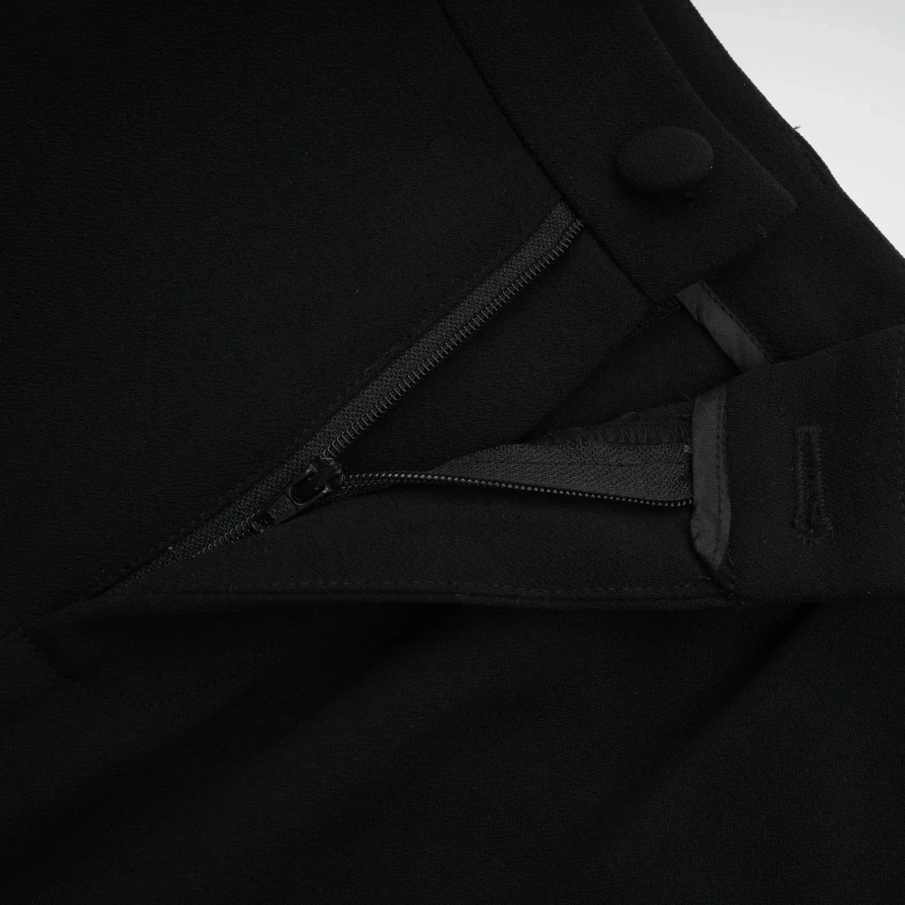 Barbara Jacket & Trousers - V Neck Pleated Ribbon Design Wide Legs Zip Front