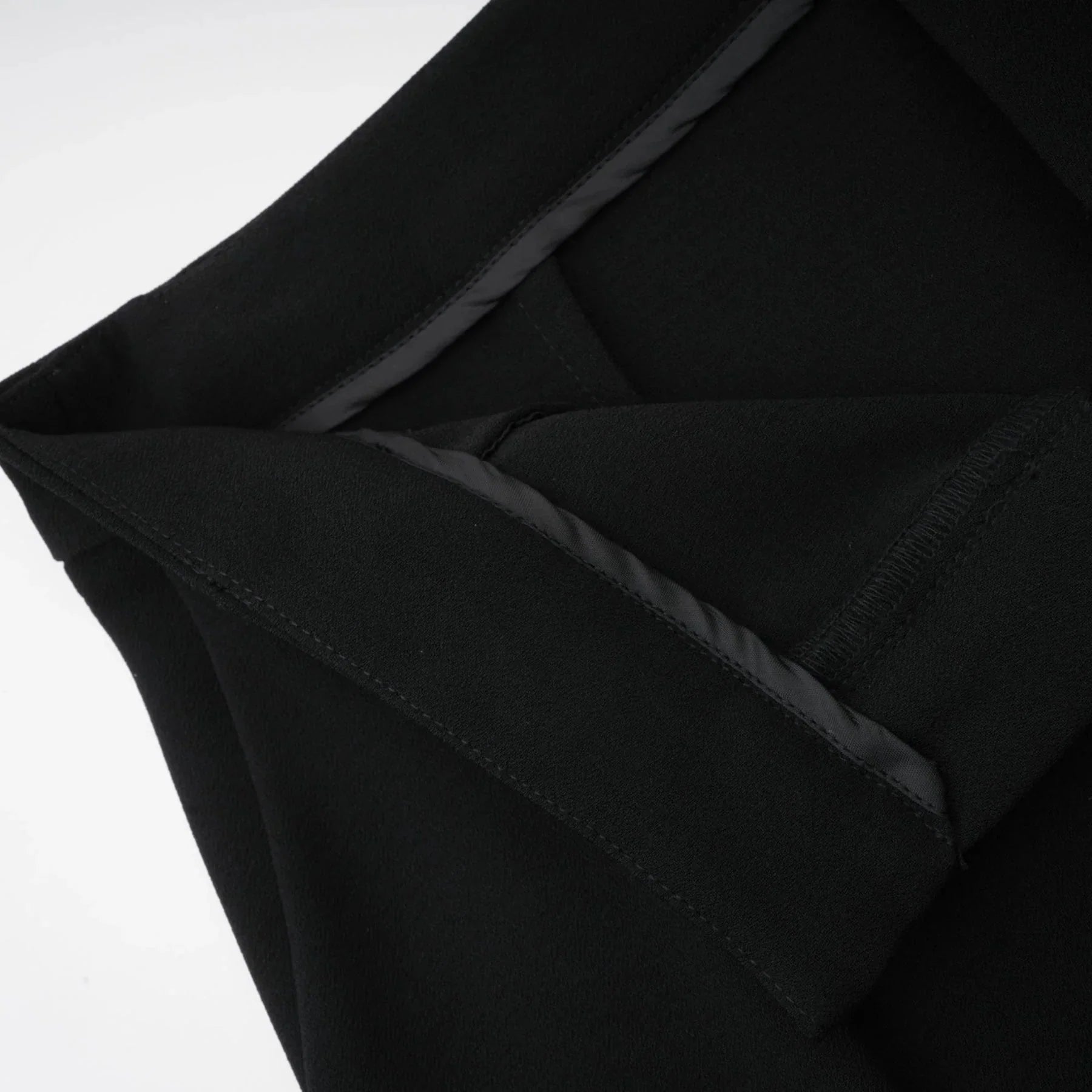 Barbara Jacket & Trousers - V Neck Pleated Ribbon Design Wide Legs Zip Front