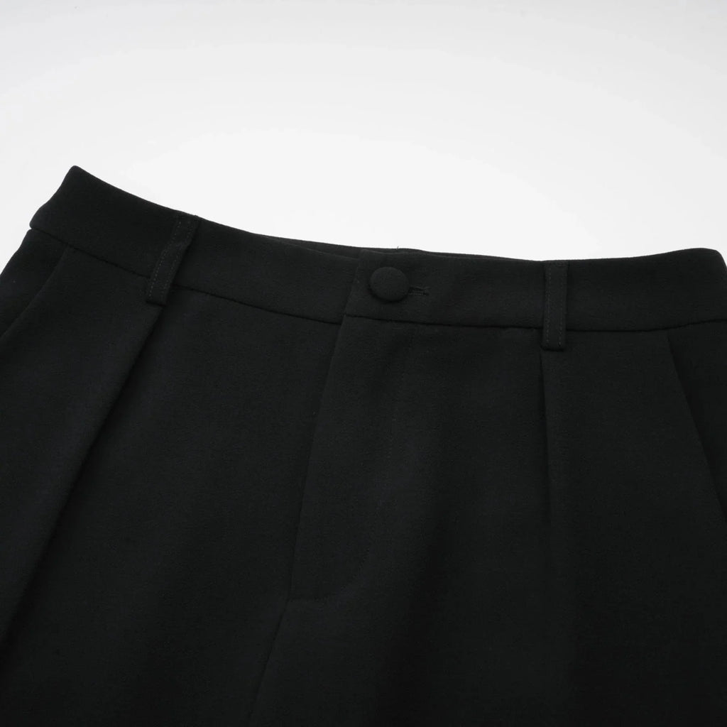 Barbara Jacket & Trousers - V Neck Pleated Ribbon Design Wide Legs Zip Front