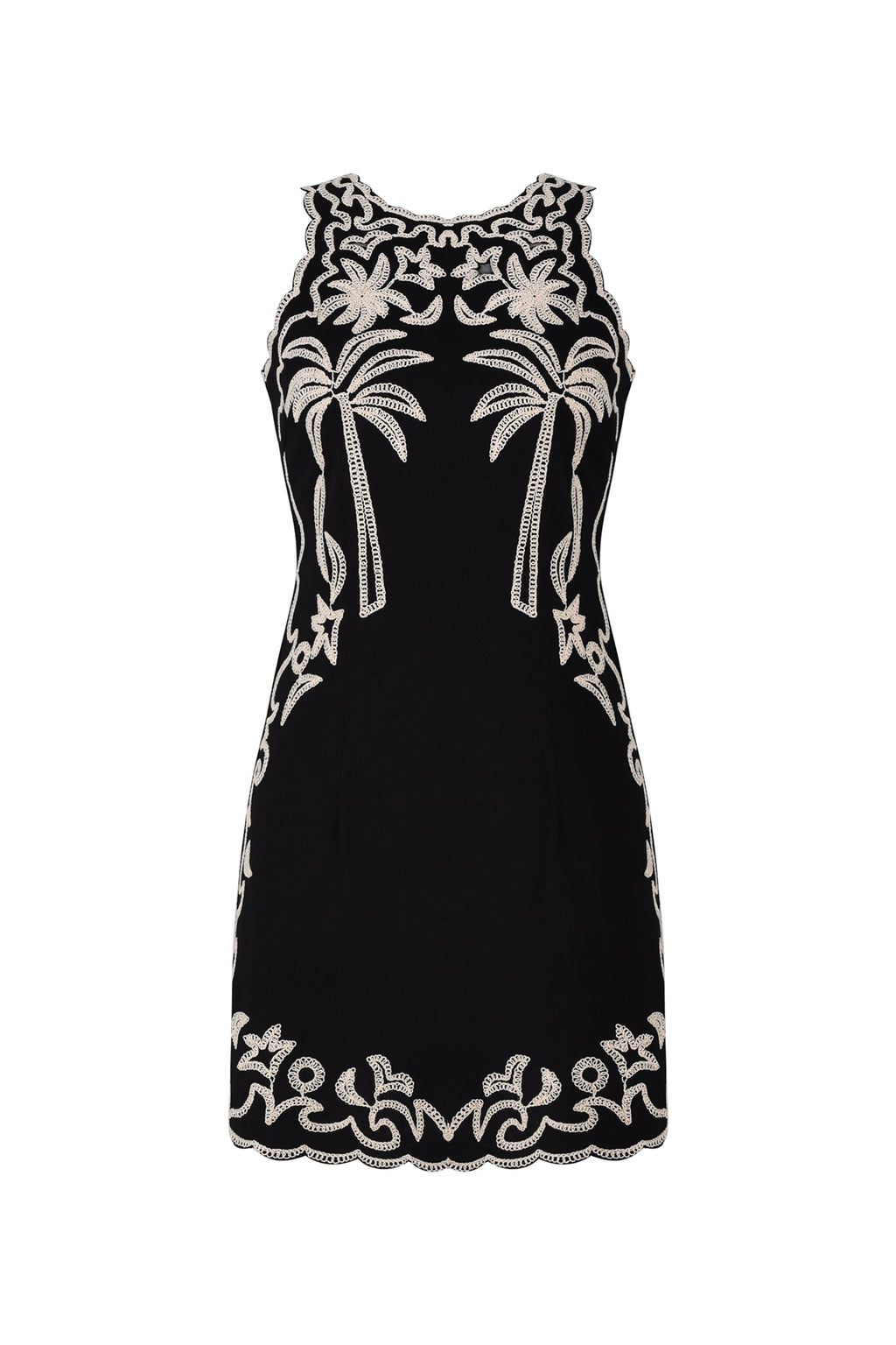 Beata Black Embroidered Sleeveless Dress