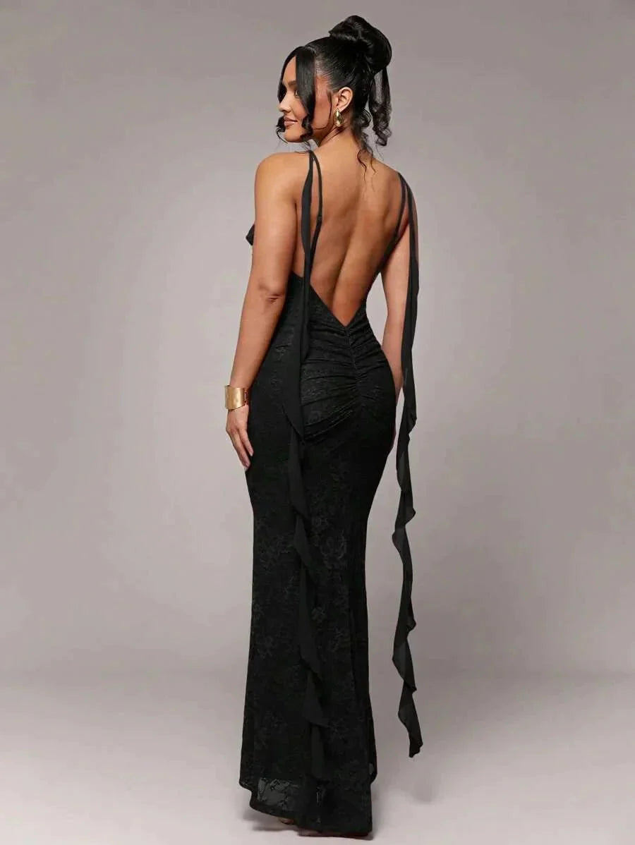Beatrice Maxi Dress - Refined Style - Slim Fit - Medium Stretch Fabric Elasticity - Color - Sleeveless - Neckline Spaghetti Strap - Modern Look